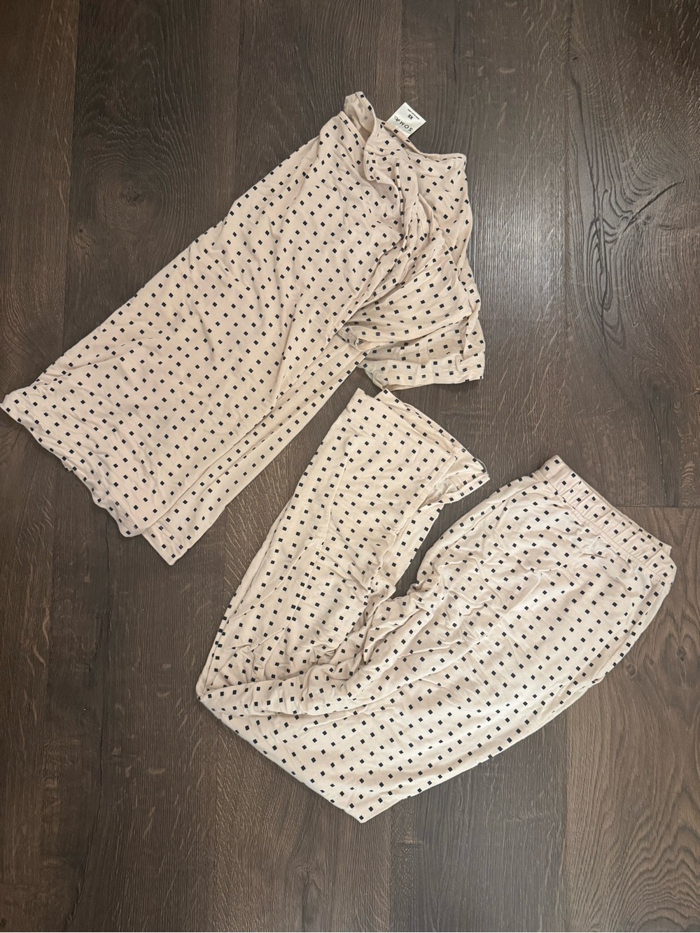 Soma Light Beige Polka Dot Two-Piece Pajama Set